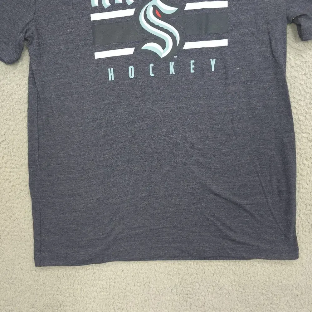 Seattle Kraken Shirt Mens Medium Blue Short Sleeve Lightweight NHL Hockey EUC